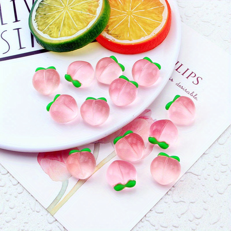 10Pcs 새로운 투명 복숭아 플랫 수지 매력 펜던트  - Resin Craft Projects 리뷰 및 가격