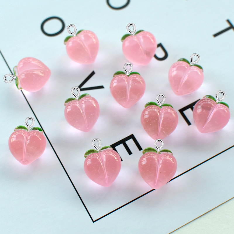 10Pcs 새로운 투명 복숭아 플랫 수지 매력 펜던트  - Resin Craft Projects 리뷰 및 가격