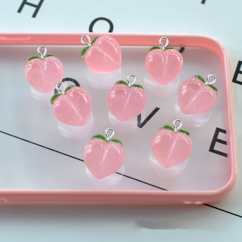 10Pcs 새로운 투명 복숭아 플랫 수지 매력 펜던트  - Resin Craft Projects 리뷰 및 가격